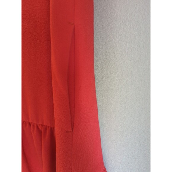 1901 Women's Petite M Bright Red Cap Sleeves Knee Length Ruffle Dress Layered - Picture 8 of 12